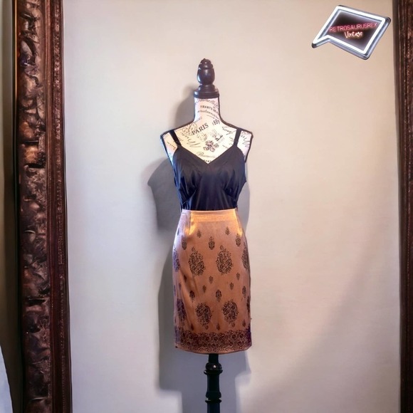 Vintage Glam Gold & Black Damask Special Party Wiggle Skirt, 10 New - Picture 6 of 8